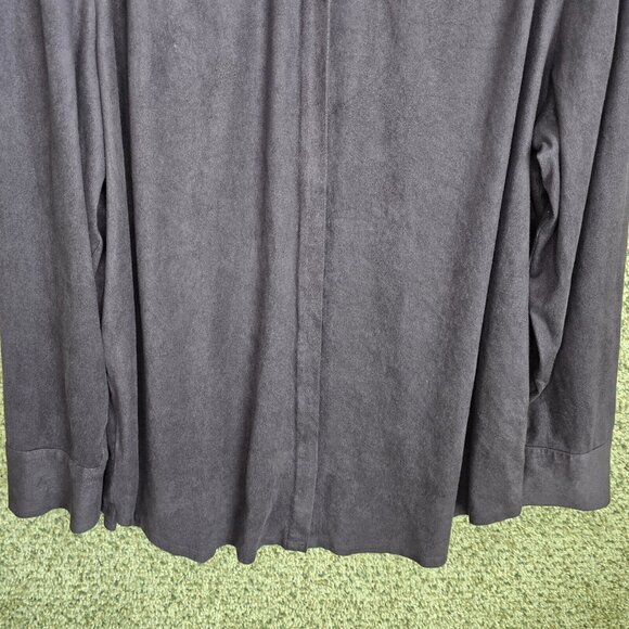 Chicos Top Womens 2 US Large Purple Faux‎ Suede Button Up Long Sleeve Ladies - Picture 5 of 8